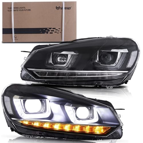 Phares LED pour Golf 6 MK6 TSI phares jaunis solution feux avant neufs LHD