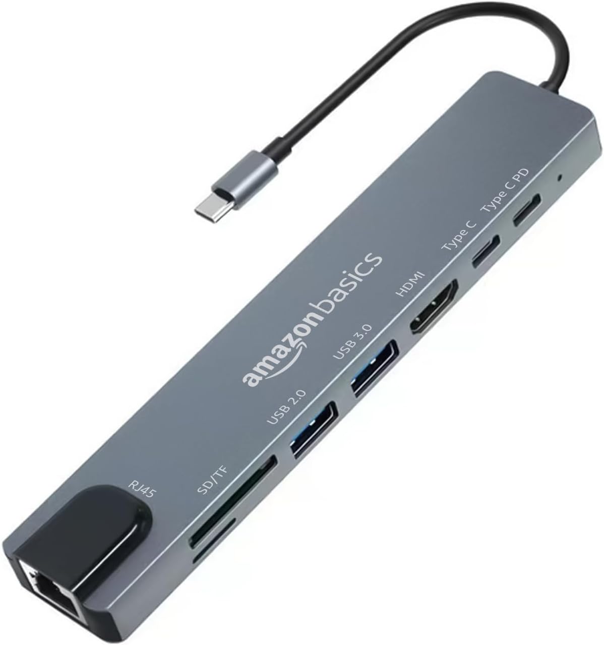 Amazon Basics USB hub 3.0 for Type-c Port,8 in 1 Adapter for pc Accessories with USB-C 4K HDMI SD/TF Ethernet Adaptor HUB for Tablet PC Phone,Compatible with Laptop iPad iPhone MacBook Pro M1 M2