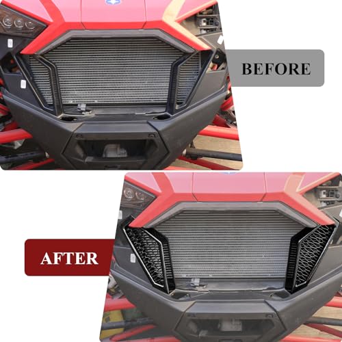 Image of UTV RZR PRO XP Front Grille Black Front Bumper Mesh Grill Compatible with 2020 2021 2022 2023 2024 Polaris RZR PRO XP XP4 Exterior Accessories Front Fascia Grill Insert Inlet Protection Bezel