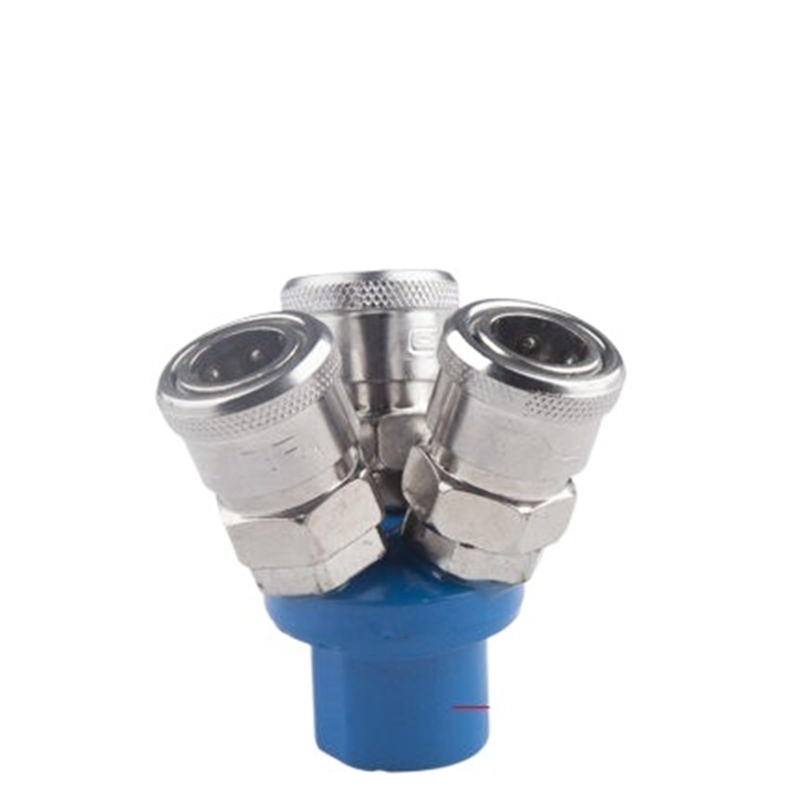 Colector multidivisor de aire 1/4 redondo con tres acoplamientos neumáticos rápidos