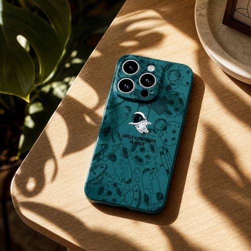 Image of Cosmic Silicone Astronaut Case for iPhone 12 Pro Max, Cute Soft Touch Designer Protective Cover, AstroShield Shockproof Defense with Matte Anti-Slip Grip | Lunar Mint