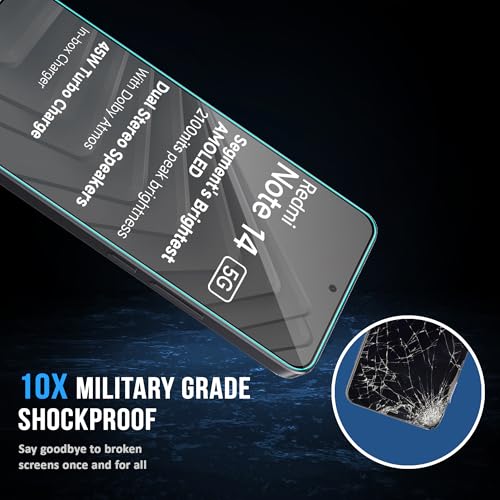 Image of ArmourPro Military Grade Gorilla Tempered Glass Compatible For Redmi Note 14 (6.67 Inch) With Easy Installation Kit for Smartphone| Edge-to-Edge Protector Coverage | Black, Pack of 2