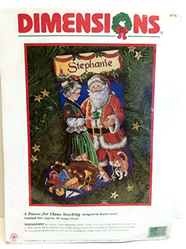 Dimensions A Pause for Claus Vintage Christmas Stocking Needlepoint Kit 1998.