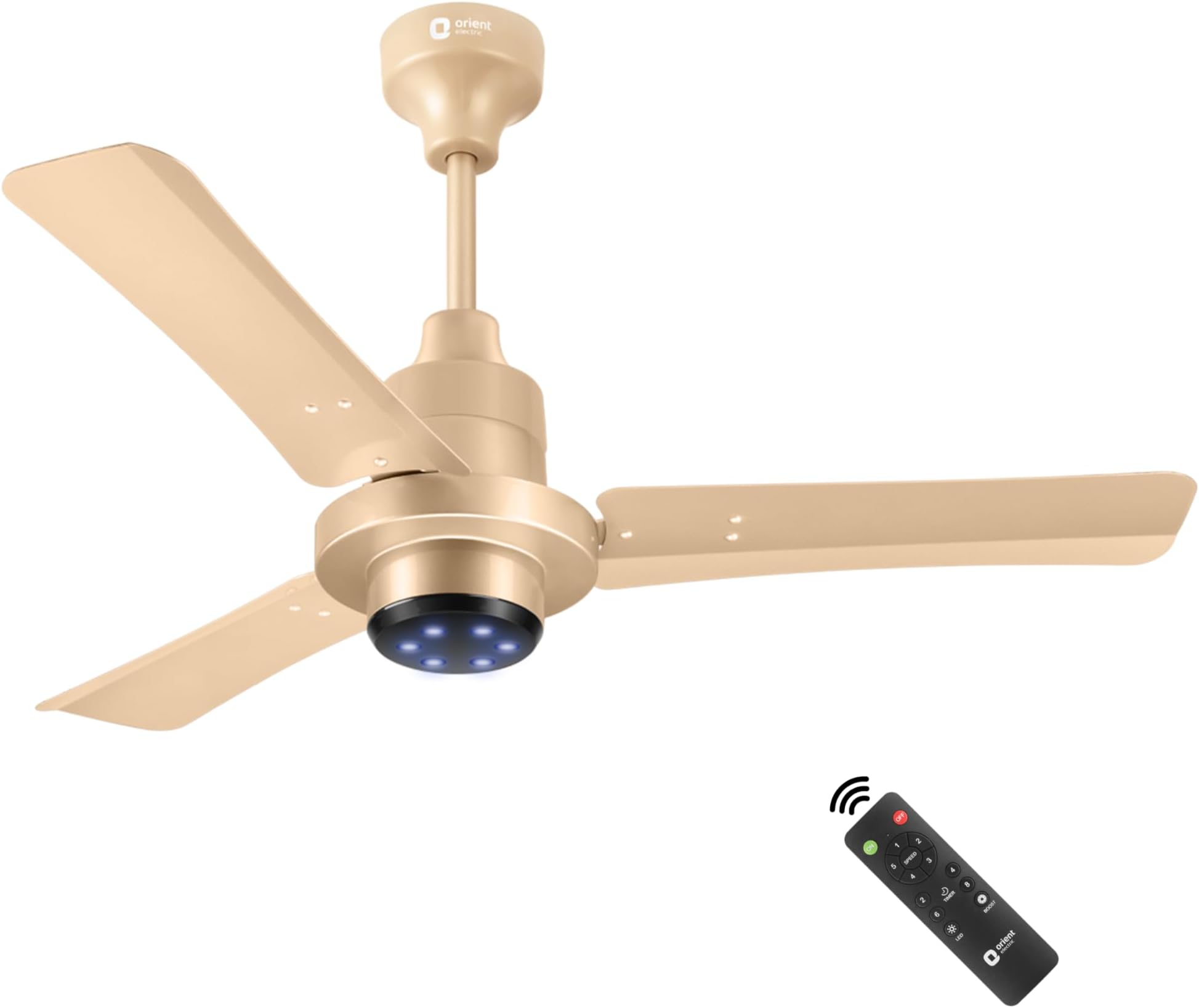 - I Tome Pro 900 mm BLDC Ceiling Fan with Remote | BEE 5-star rated Energy Saving Fan | 3-year warranty by Orient | (Topaz Gold)