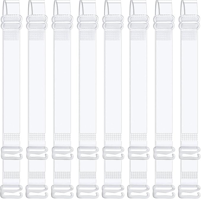 15 MM Silicone Transparent Bra Straps For Women | Invisible Clear Bra Straps Strong Grip For Girls & Womens (4 Pairs)