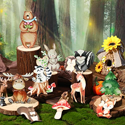 12 Pcs Wooden Animal Cutout Shapes Forest Painted Woodland Baby Shower Decorations Animals Wood Table Centerpieces Woodland Creature Decor For Nursery Craft Party Supplies Birthday Favors Cake Decor #TOP1