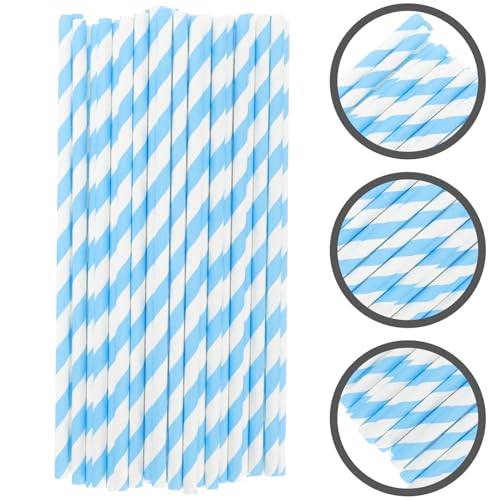 VICASKY Pitillos de papel desechables 100 pcs rayas azul miniatura 6