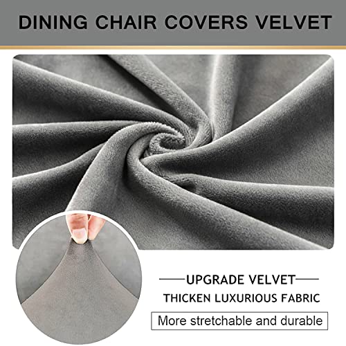 Housse de chaise velours extensible doux gris lot de 4 pièces