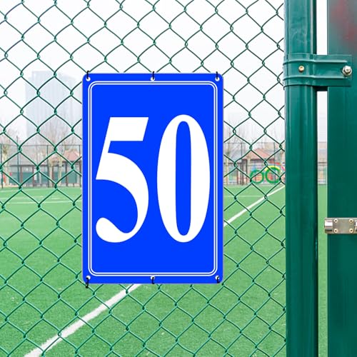 Image of Premium Aluminum Number Signs 50, Metal 12 inch X 8 inch Blue Numbered Signs Outdoor for Parking Lots, Floor, Dock, Court, Aisle, Field, High Visibility, No Fade, Weather-resistant