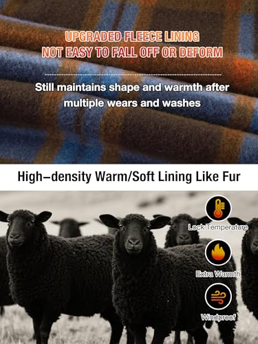 ZITY Hoodies for Men Flannel Fleece Sweatshirt Plaid Zip Sherpa Lined Coat - image 2