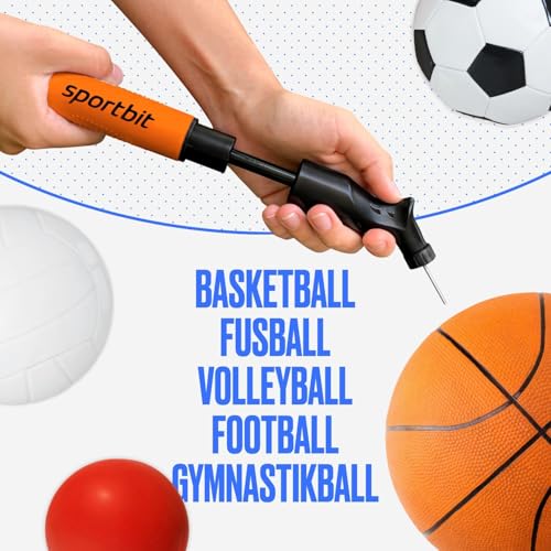 SPORTBIT Ballpumpe mit 5 Nadeln Set - Handpumpensystem zum Aufpumpen - Passt für jeden Sportball Volleyball Basketball Fußball Gymnastik… – Ansicht 5