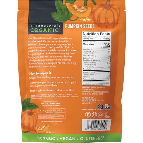 Viva Naturals Organic Pumpkin Seeds, 2 lb (32 oz, 907 g) – Shelled, Unroasted, Unsalted, Non-GMO, Vegan, Good Source of Iron & Dietary Fiber, Perfect for Salads - Image 4