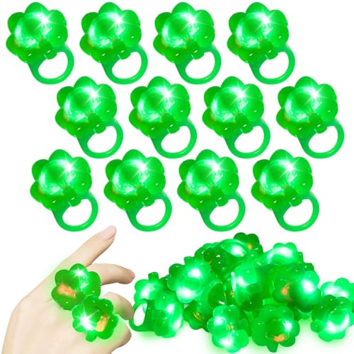 Bague lumineuse à LED trèfle vert Saint-Patrick accessoire de fête