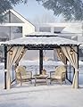 GarveeLife 10 ft x12 ft Hardtop Gazebo for All Weather, with Double Metal Roof, Aluminum Alloy Frame, Net, and Curtain, Permanent Building for Patio, Deck, Backyard, Lawn, and Garden