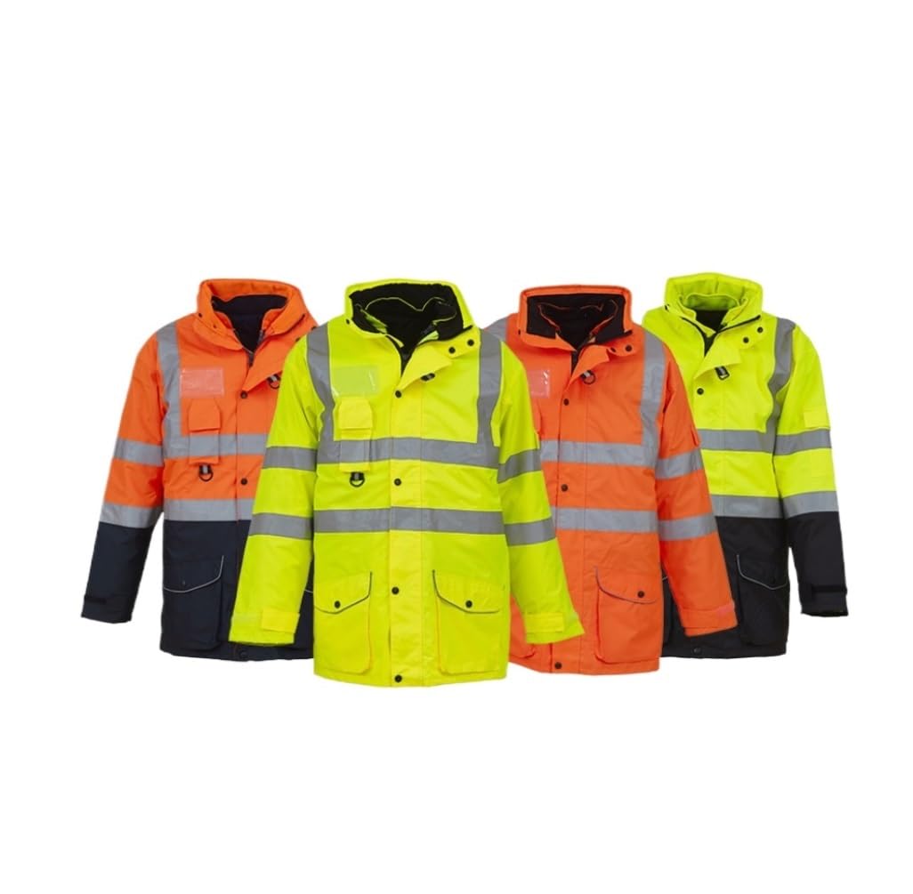 Chaleco De Seguridad Parka De Invierno, Chaqueta Reflectante, Abrigo Cálido, Impermeable con Cremallera Y Bolsillos Reflectantes Chaleco De Trabajo