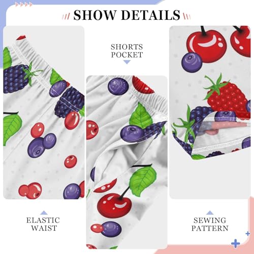 Blueberry Strawberry Boys Long Pants Soft Trousers Elastic Waist Kids Lounge Bottoms with Pockets S-XL4