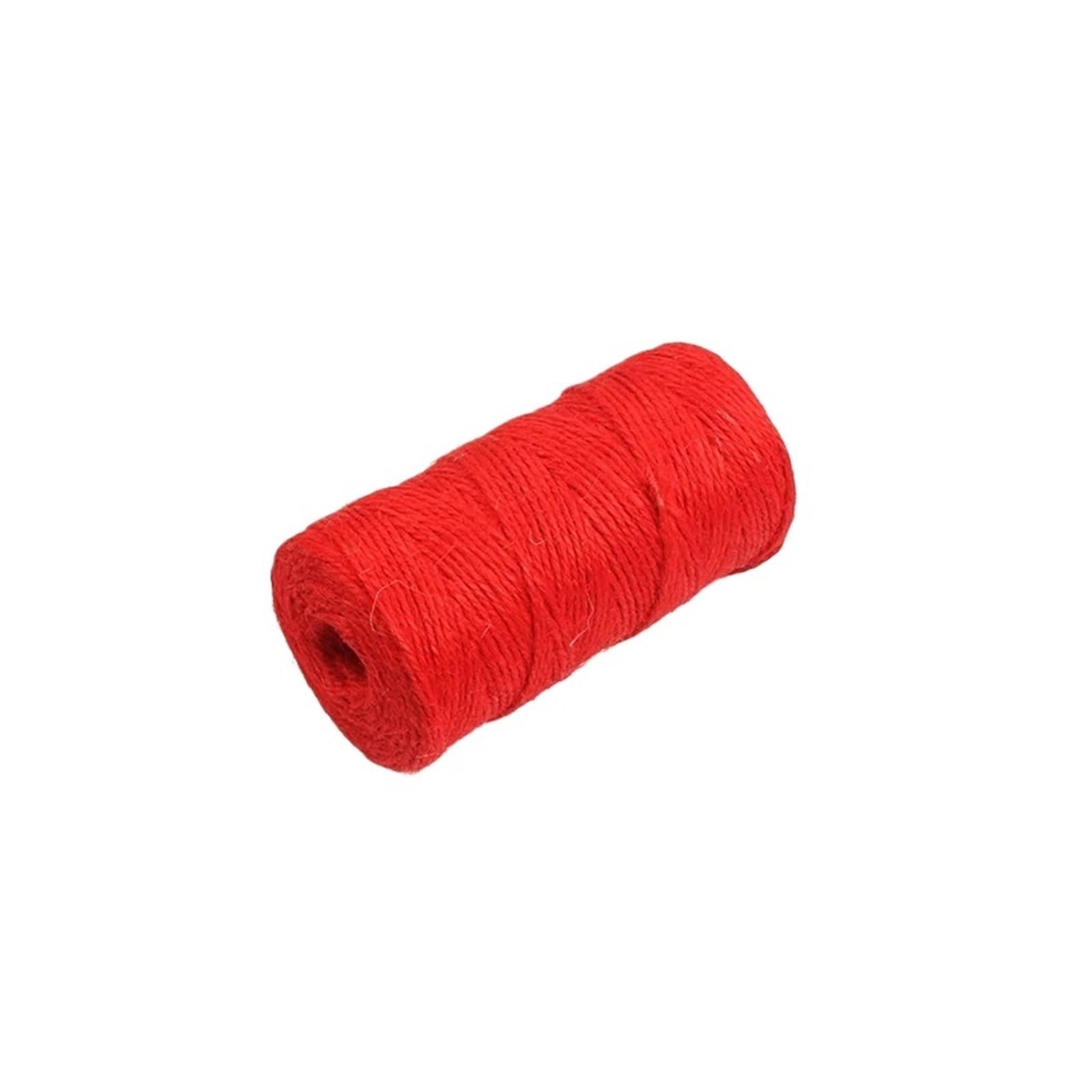 100M/Roll Colorful Jute Twine 2mm 3 Strands String Cords Burlap Ropes For Crafts Wrapping Picture Display(02 Red)