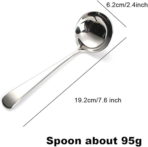 Miniatura 2 de Cuchara para sopa de salsa de cucharón de 7.6 pulgadas, acero inoxidable 18/10 resistente para platos pequeños (2 piezas)
