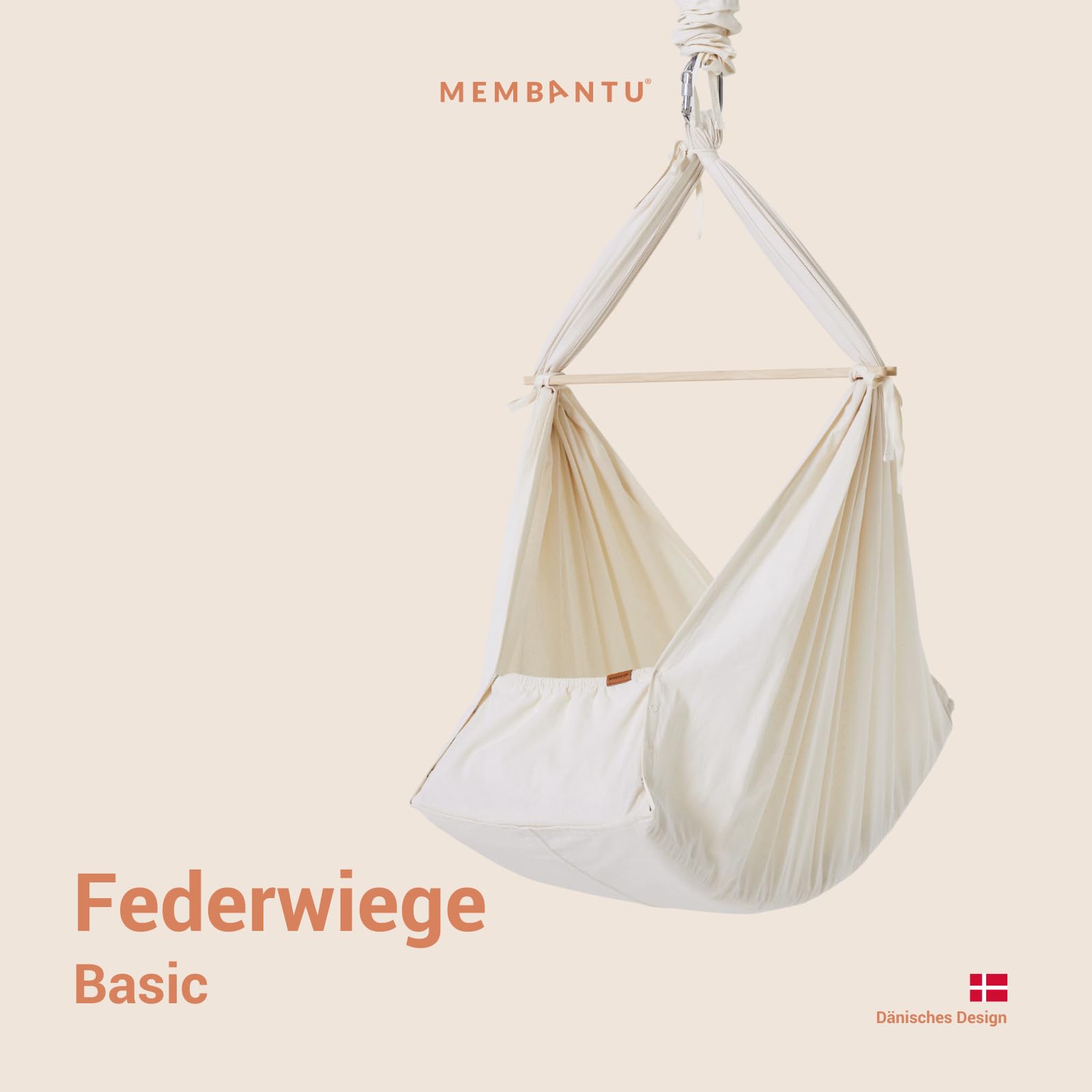 Federwiege Basic – 100 % Bio-Baumwolle, sanft & sicher für Babys, kompatibel Wiegenständer & LeeLo Motor, Abnehmbarer Bezug, natürliche Geborgenheit