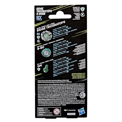 Image of BEY BLADE X Ridge Triceratops 9-80GN Booster Pack Set with Takara Tomy Defense Type Top, Battling Tops Game Toys, Ages 8+
