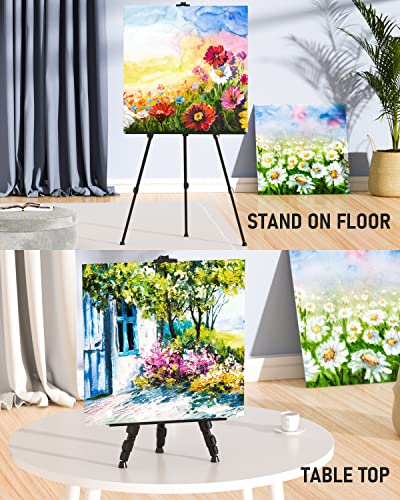 Nicpro 2 Pack Artist Easel Stand, Adjustable Height 17" to 63" Aluminum Metal Tripod Easel for Table Top & Floor - Image 2
