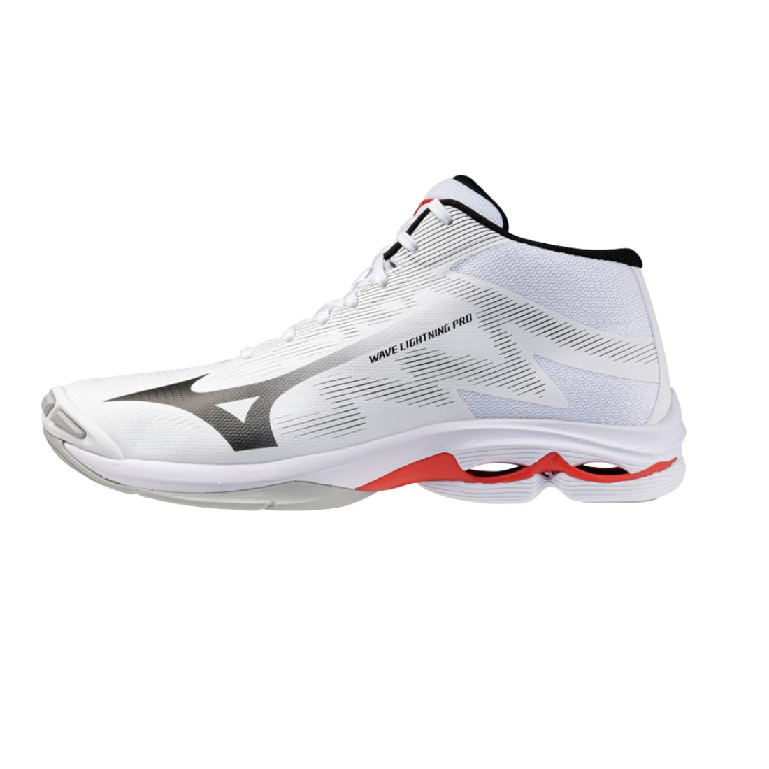 Mizuno Wave Lightning PRO Mid Chaussures de volley-ball Mid-Top blanc noir rouge léger PoWnCe