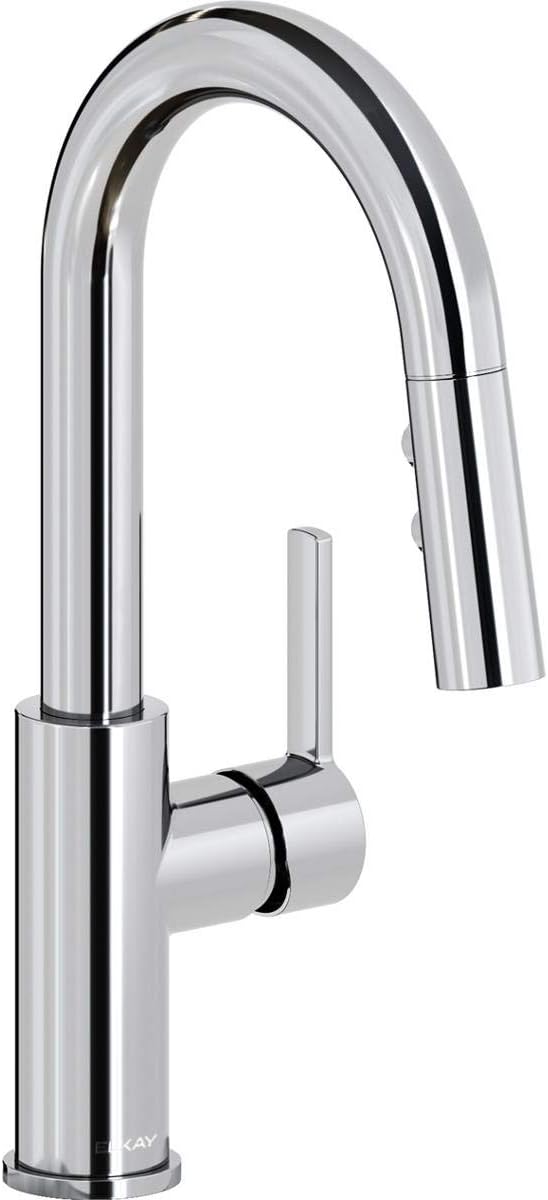 Elkay Avado Single Hole Bar Faucet with Pull-down Spray and Lever Handle, Chrome Chrome Bar Faucet 15" Pull-down