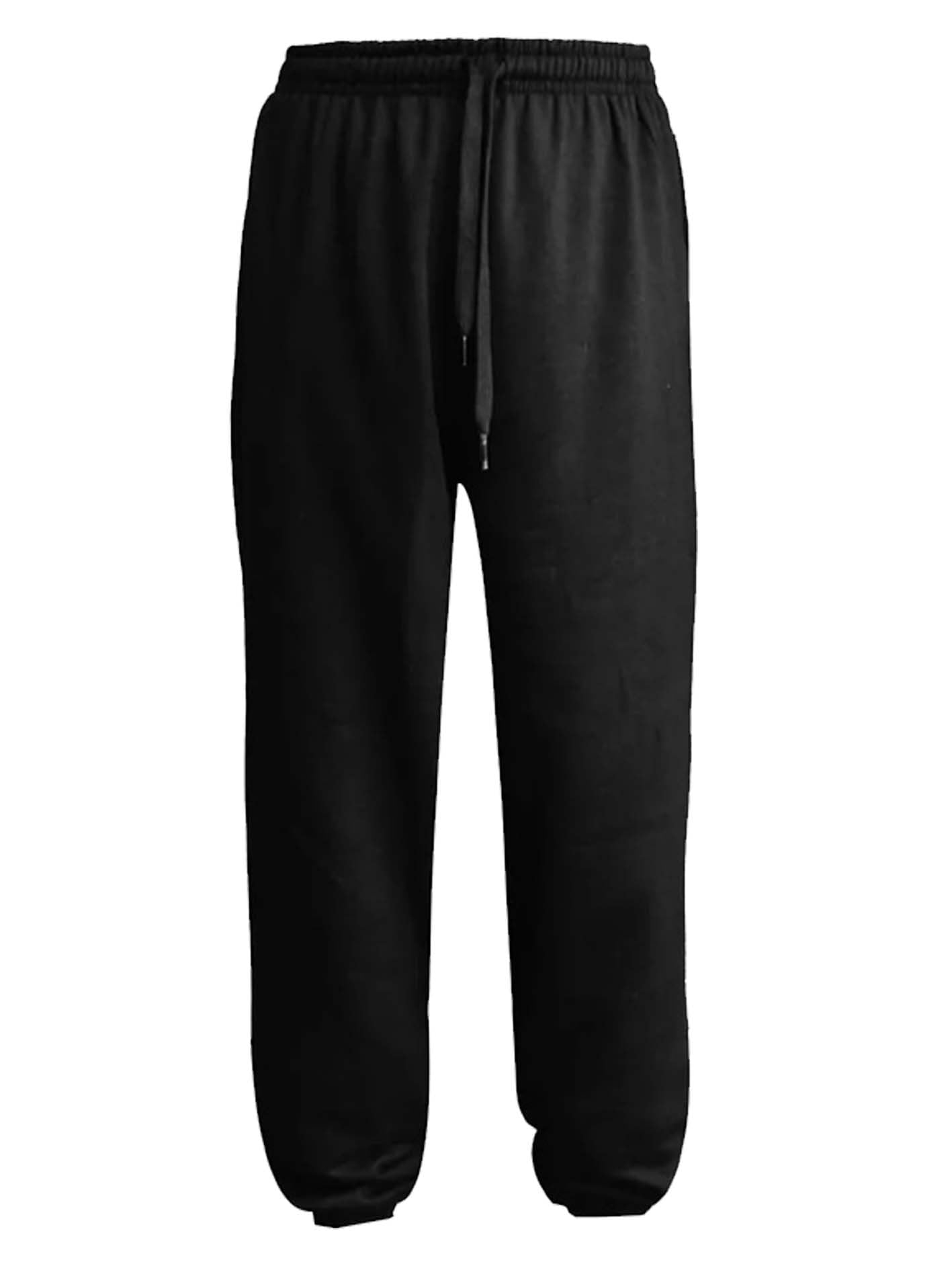 Meet Ai Muse Men's Black Fleece Bottoms Casual Sweatpants With Drawstring, Trousers Elastic Waistband S - 4XL (Uk, Alpha, 4XL, Regular, Regular, )
