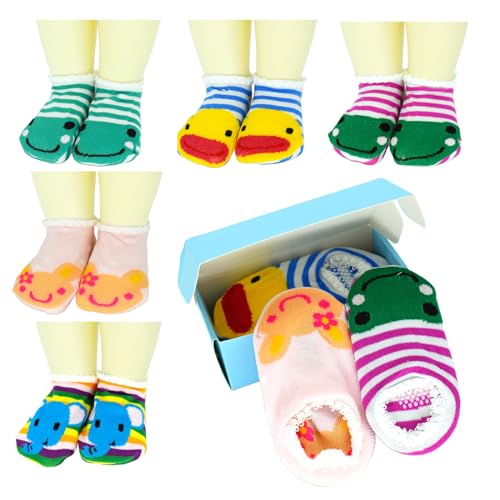 Fly love 5 Pairs Baby Toddler Newborn Infant Stripes Anti Slip Non Skid Socks No-Show Crew Boat Cotton Slipper Sock3