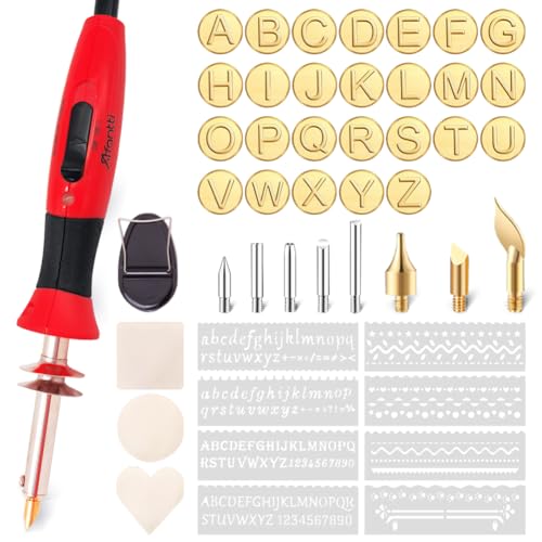 Afantti Wood Burning Pen Leather Pyrography Burner Tool Kit | 26 Letters | Temperature Adjustable | for Woodburning Crafts