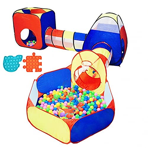 5Pc Kids Ball Pit, ZephH Pop Up Play Tents and Tunnels for Kids, Includes 2 Pop it Fidget Toys, Gift for Toddlers, Indoor or Outdoors, Pit Balls not Included.