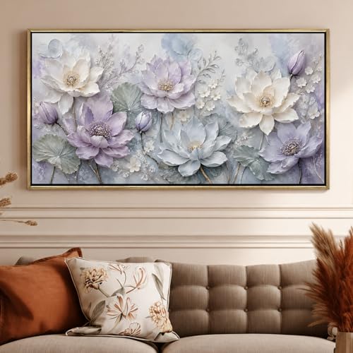 Image of PAPER PLANE DESIGN Premium Flower Wall Painting with Vintage Gold Floating Frame, 2 x 4 Feet Ready to Hang Canvas Art for Living Room - FLR-083