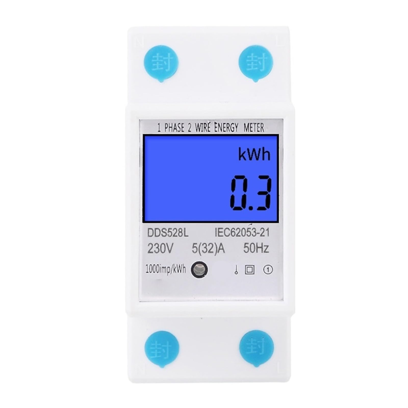 Energy Meter Din Rail DDS528L Backlit Display Single Phase Energy Meter 5-32A 230V 50Hz Digital Electronic Multi-Function Meter(110V 60Hz)
