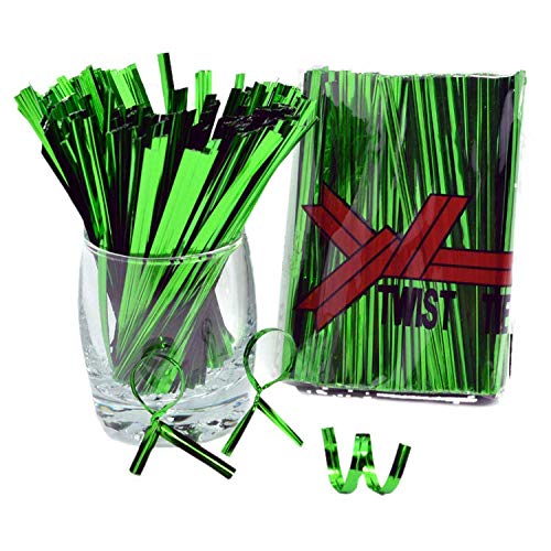 4 Inch Metallic Twist Ties-800 Pieces Plastic Cable Ties Foil Twist Ties for Bread Candy Bags, Gift Bags, Party Cello, Cake Pops (Green)