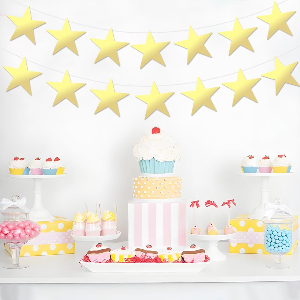 24 Pcs Star Cutouts 11 Inch Large Gold Stars Cutouts Double Printed Paper Star for Bulletin Board Classroom Wall Decorations Cardboard Stars for Wedding Birthday Graduation Party DIY Supplies