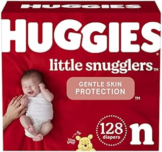 Baby Diapers Size Newborn (up to 10 lbs), 128ct, Huggies Little Snugglers