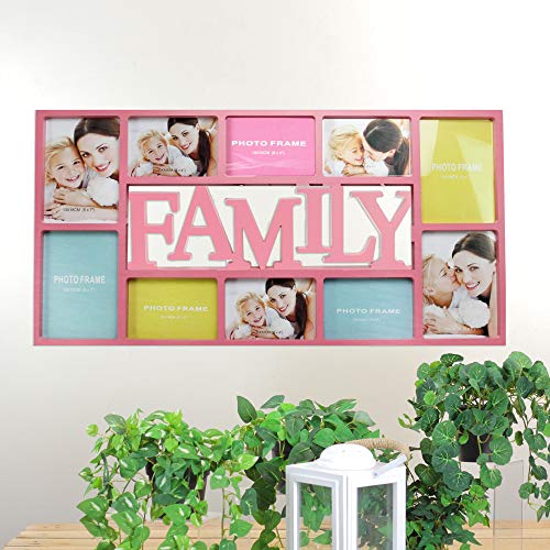 Northlight 28.75" Pink Framed 10 Picture 'Family' Photo Frame #TOP2