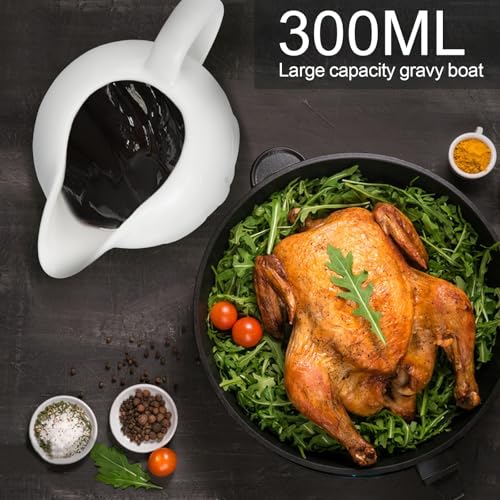 Cat Gravy Boat, 10oz Ceramic Classic Gravy Jug, Small Sauce Jug with Smooth Handle, Porcelain Sauce Boat for Salad Dressing, Broth, Cream, Milk - Image 3