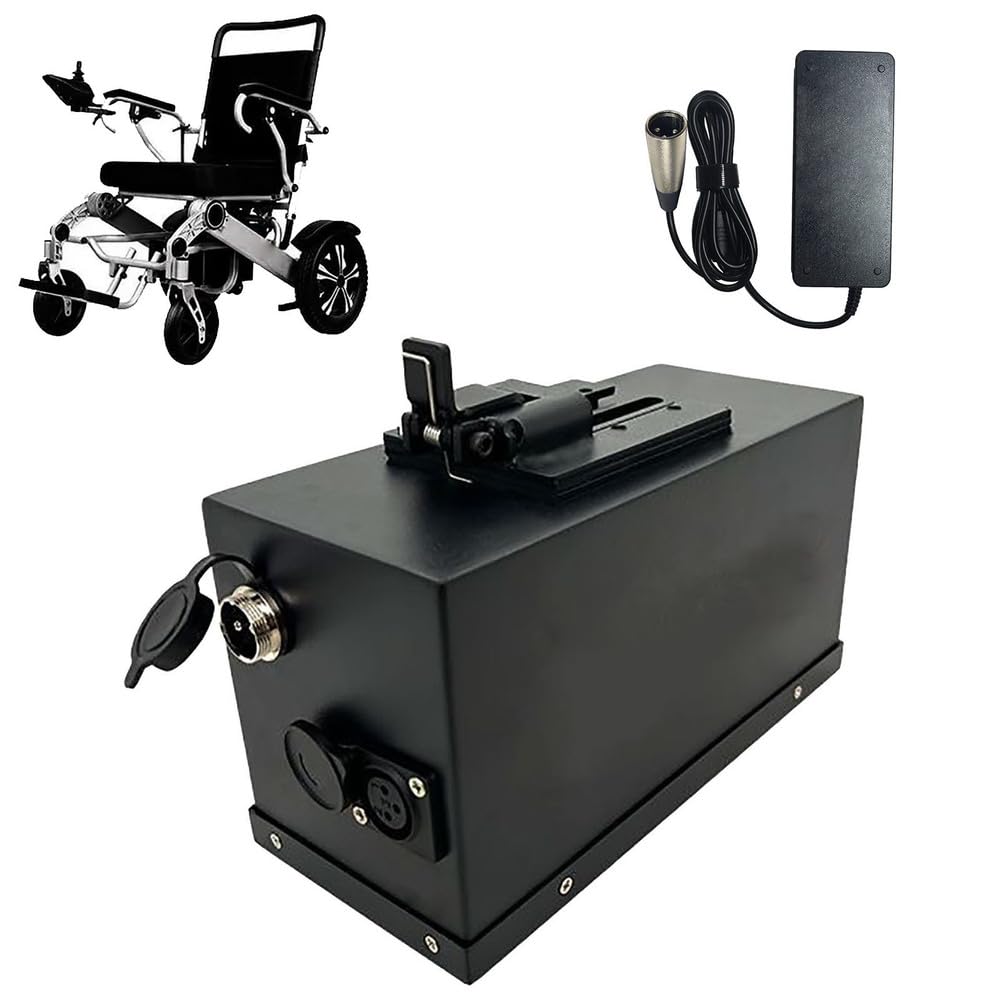 JHKJ 24V 13Ah 6.6Ah 16Ah 24Ah 20Ah Wheelchair Battery 24 Volt Lithium Batteries for Mobility Scooter/Trolley Power Assist/Wheelchair with Charger,24V6.6Ah