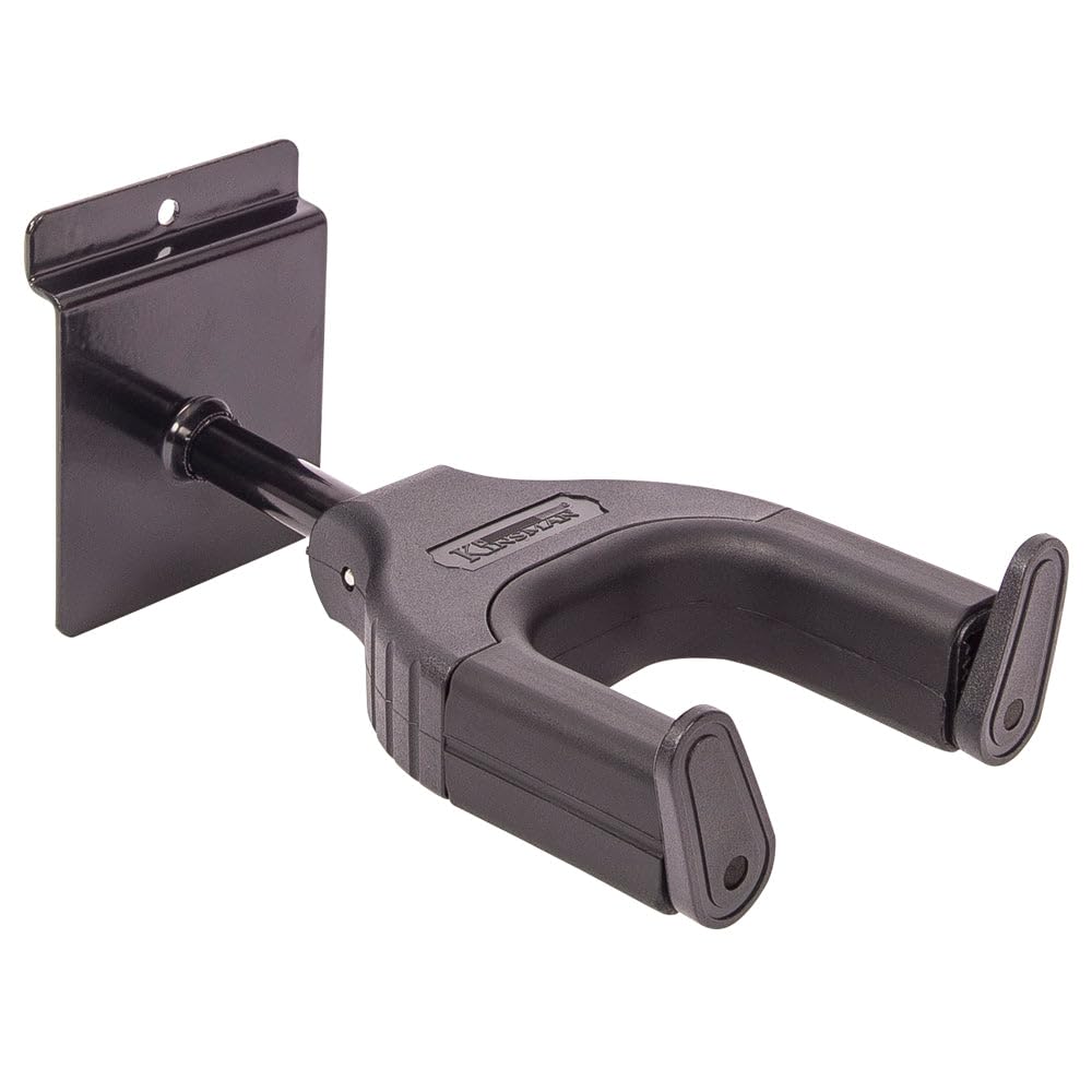 Kinsman KWH6 Auto Lock Slatwall Short Guitar Hanger, Black