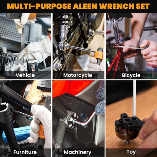 Image of MULWARK 27-Piece Allen Wrench Set Metric and SAE Hex Key Set with L-to-T Torque Handle, CR-V Steel for Auto, Bike, Furniture and Machinery