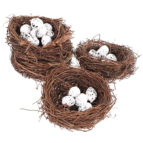 hanabass pezzi nido artificiale per uccelli mangiatoia per uccelli uova di schiuma decorativa giocattolo per nido di giocattolo artificiali nidi di legno