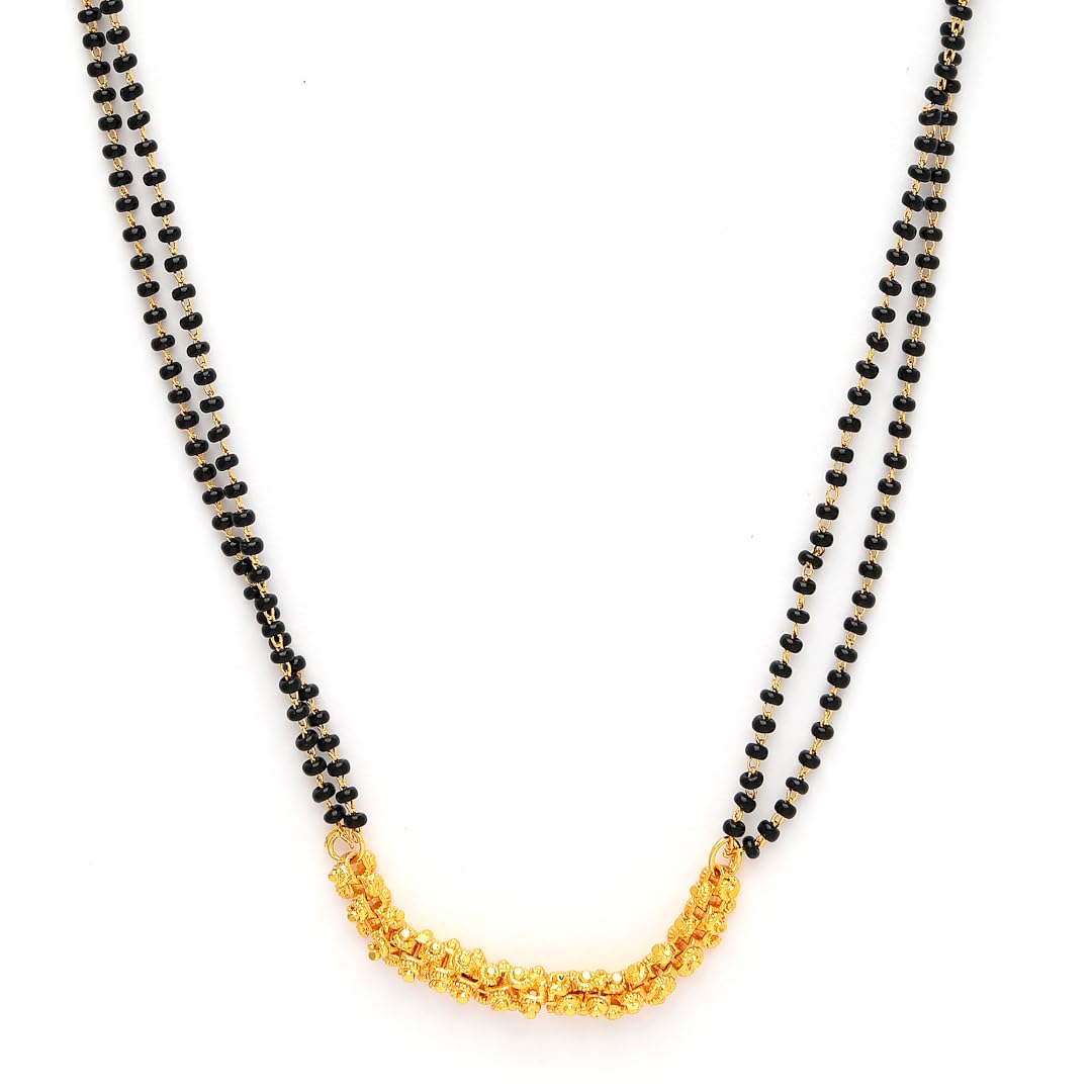 Women Artificial Black Beaded MangalsutralGold Plated & Black Beaded Mangalsutra for Women|Best Gifting option|Perfect for Weddings, Festivals, Special Occasions|Mangalsutra/Tanmaniya/Nallapusalu
