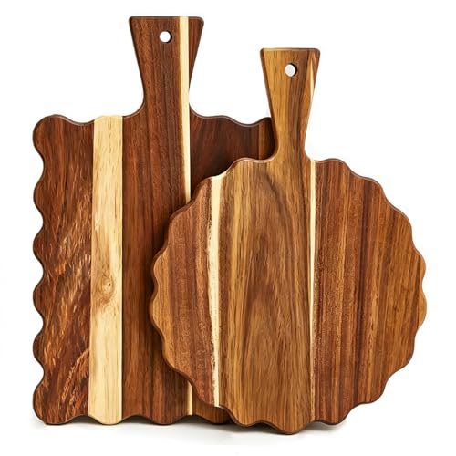 Set 2 tablas de cortar madera acacia con mango miniatura 1
