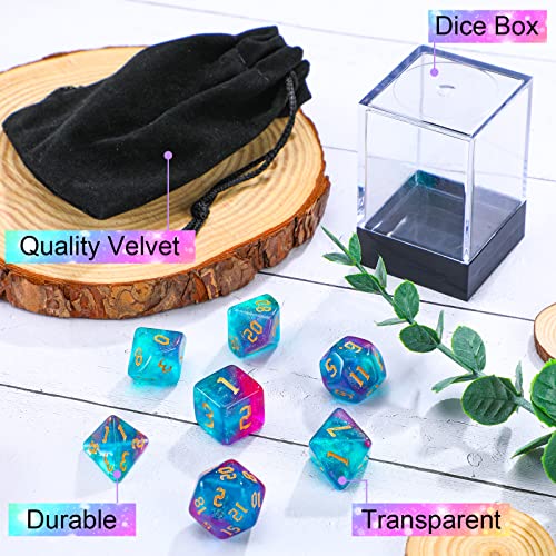 Image of Resin Dice Set Translucent Colors Polyhedral Dice with Dice Box and Organza Bag D6 Dice Set Giant D20 Dice for Dragons Role Play Games and Table Games