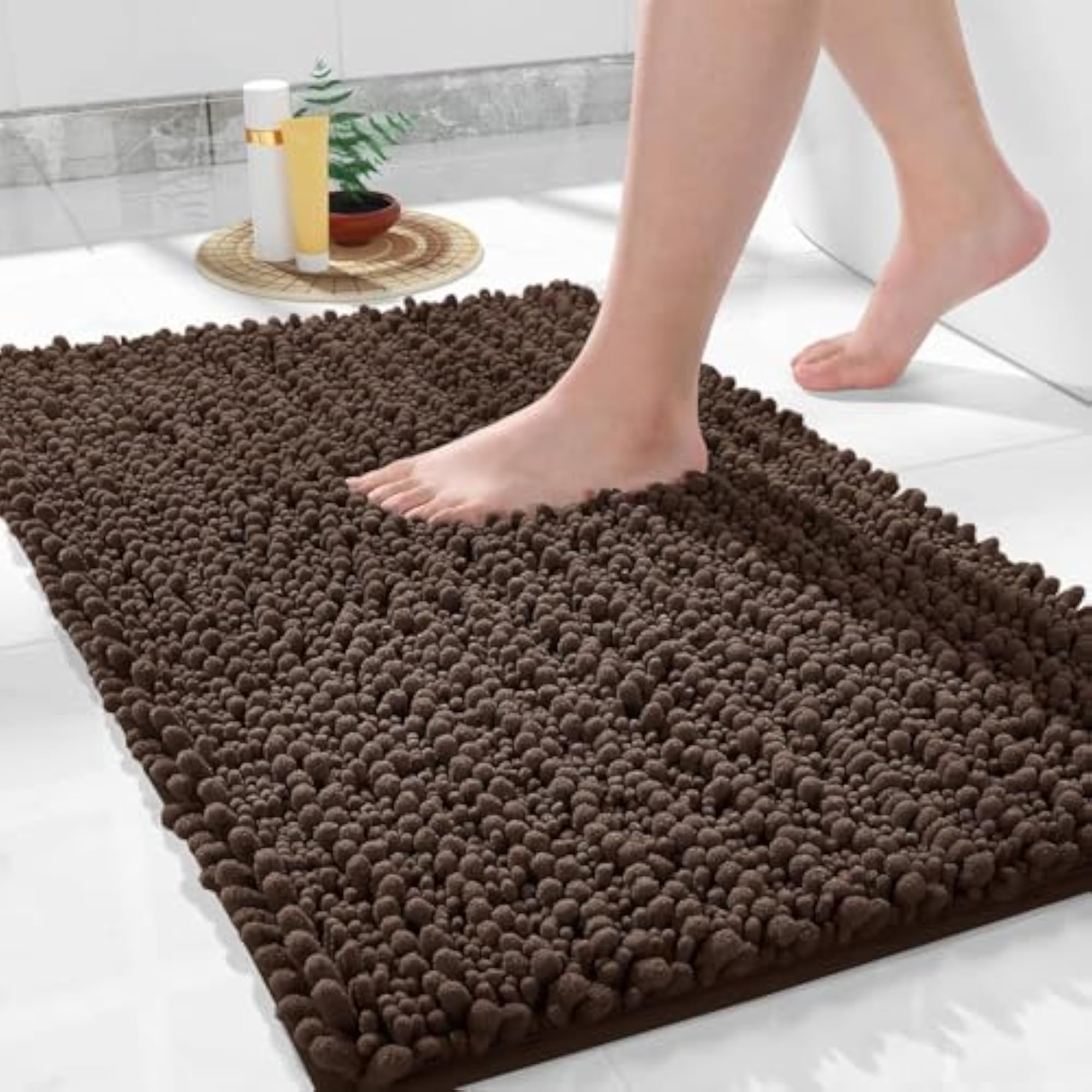 Washable Plush Shaggy Bath Carpet for Bathroom