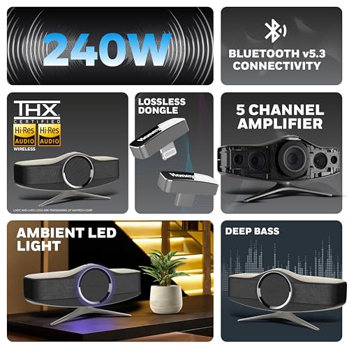 Image of Honeywell Aviator Hi-Fi Speaker, 240W, 1MBPS+ Audio codec, TypeC & Lightning Dongle, Ambient Light, Deep Bass, Bluetooth V5.3-30m, 5 Amplification Channel, 3 Independent Sound Cavities