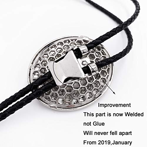 SELOVO Western Big Large Red Rhinestone Western Bolo Tie Genuine Leather Silver Tone