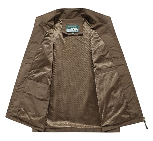 Image of Lightweight Outdoor Vest Jacket for Men, Windbreaker for Golf, Safari, Travel, Fishing, Hiking