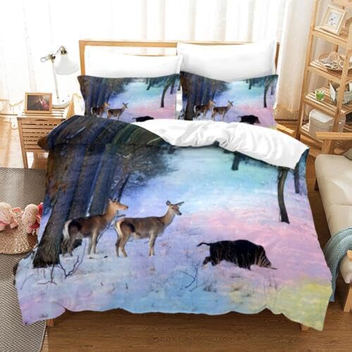 Housse de couette wapiti pourpre 90x190 avec taie 65x65 en microfibre pour lit enfant